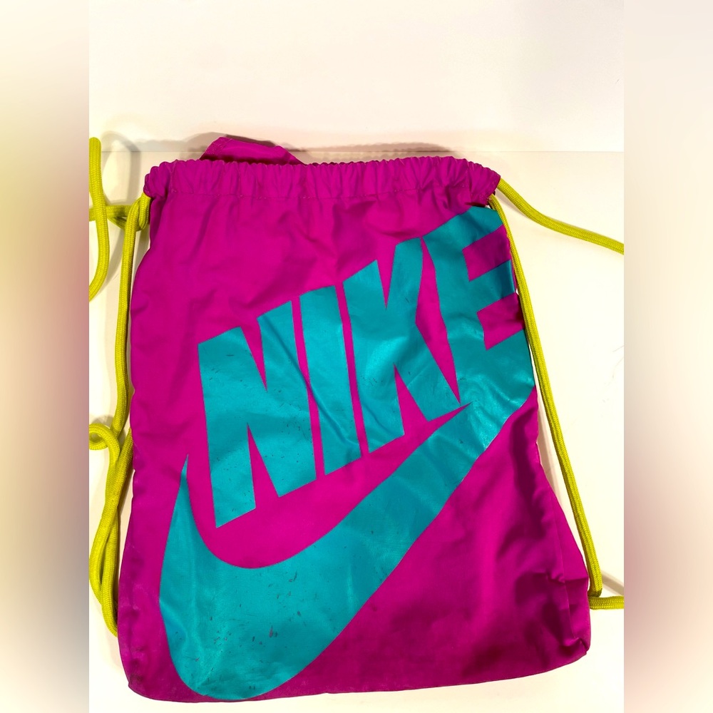 Nike Drawstring backpack bag gym track school For Shoes Purple Blue Neon
